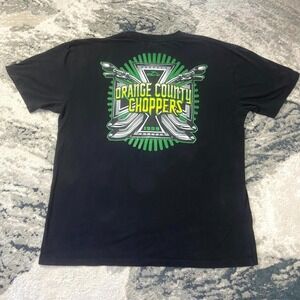 Orange County Choppers Y2K T Shirt Sz 2XL Black Grunge AOP Freedom Authentic